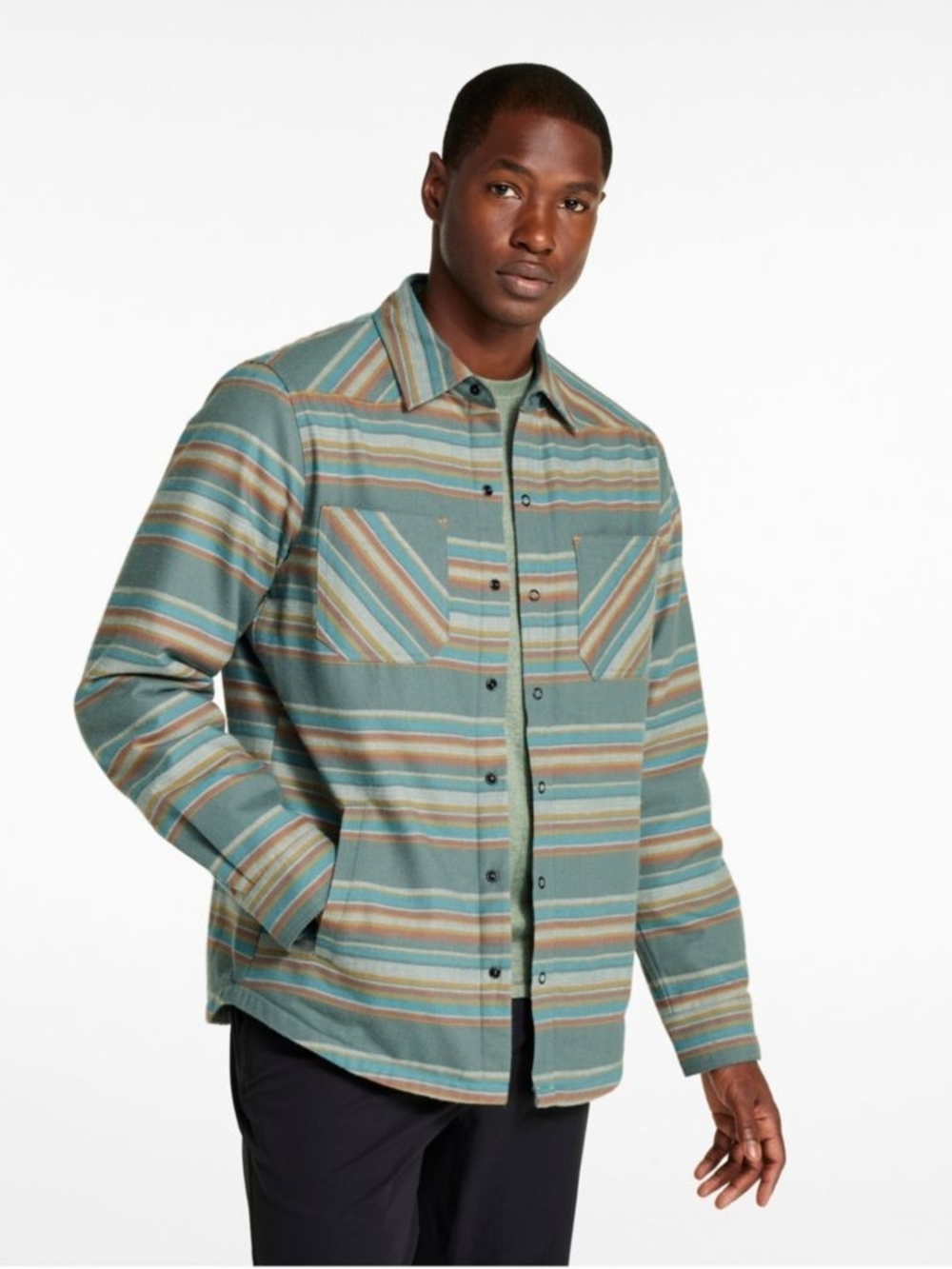 L.L. Bean Men's Katahdin Performance Flannel Jacket Hi Pile Fleece Large